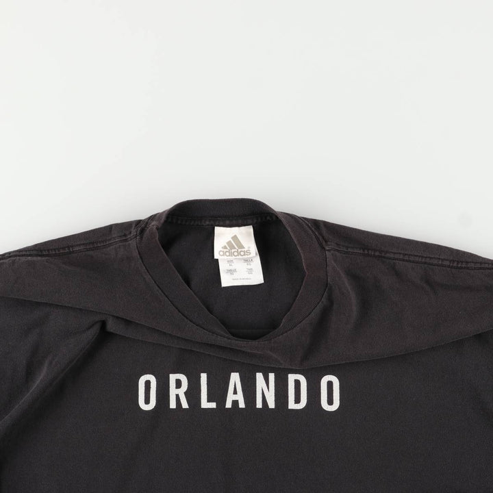 00'S Adidas logo print T-shirt, men's XL size cotton black type Vintage Second Hand