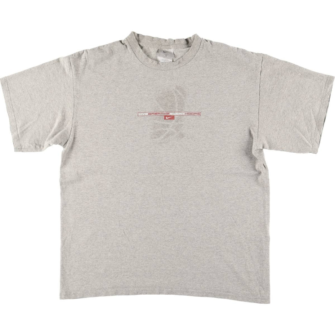 Vintage 90'S Nike print T-shirt, size L, men's cotton gray type Vintage Second Hand