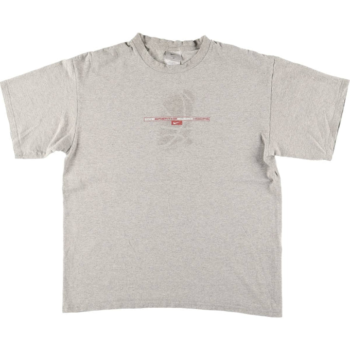 Vintage 90'S Nike print T-shirt, size L, men's cotton gray type Vintage Second Hand