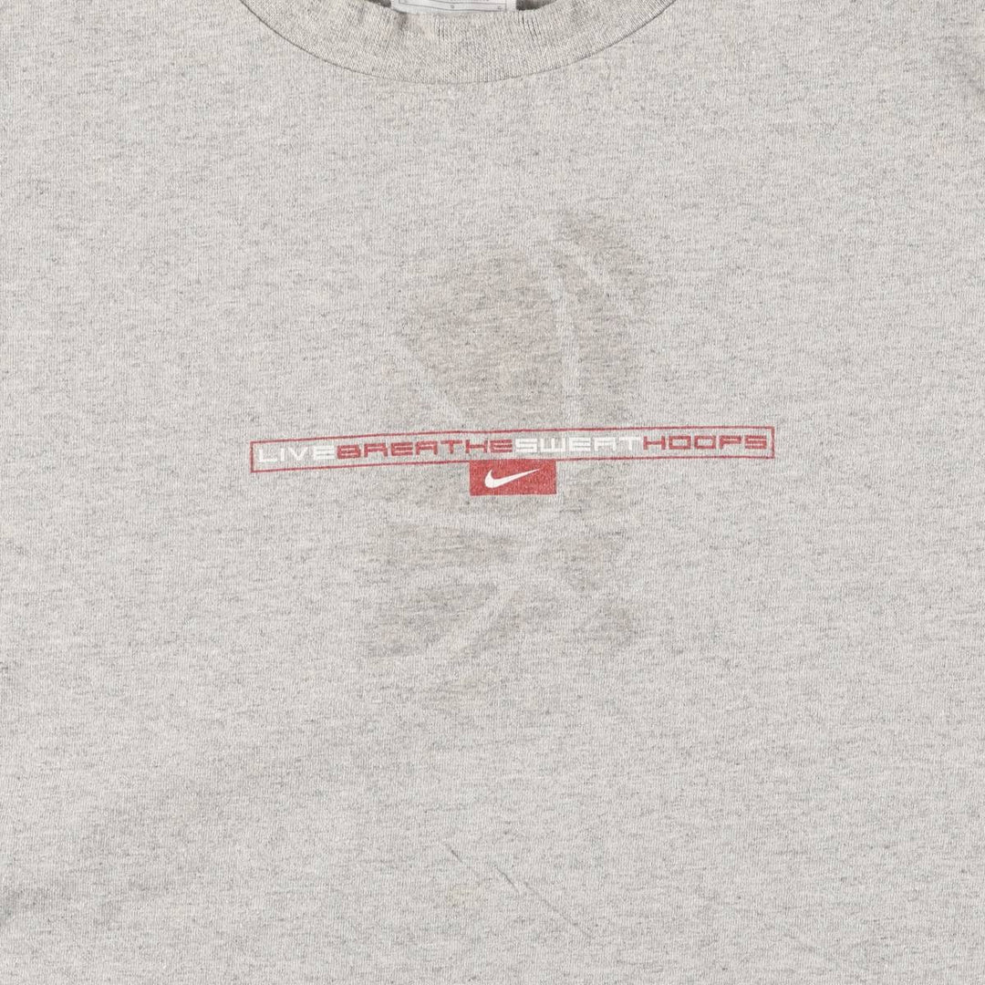 Vintage 90'S Nike print T-shirt, size L, men's cotton gray type Vintage Second Hand