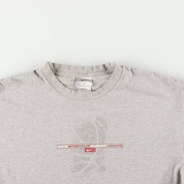 Vintage 90'S Nike print T-shirt, size L, men's cotton gray type Vintage Second Hand