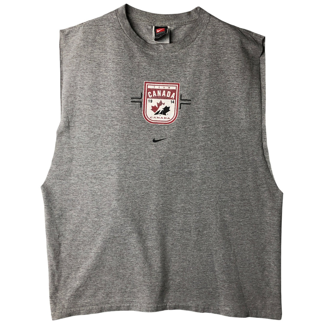 2000'S Nike Team Cut-Off Print T-Shirt, Men's Size L cotton gray type Vintage Second Hand