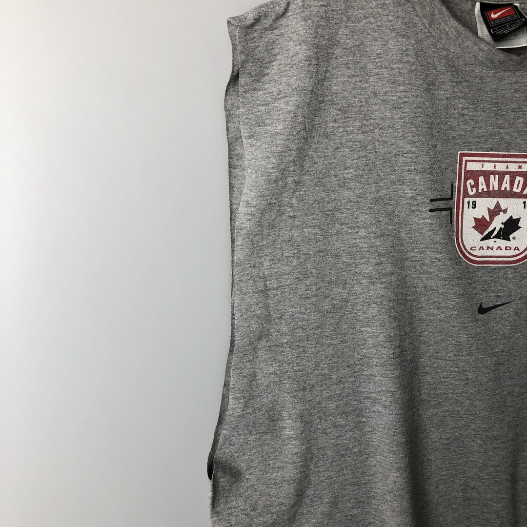 2000'S Nike Team Cut-Off Print T-Shirt, Men's Size L cotton gray type Vintage Second Hand
