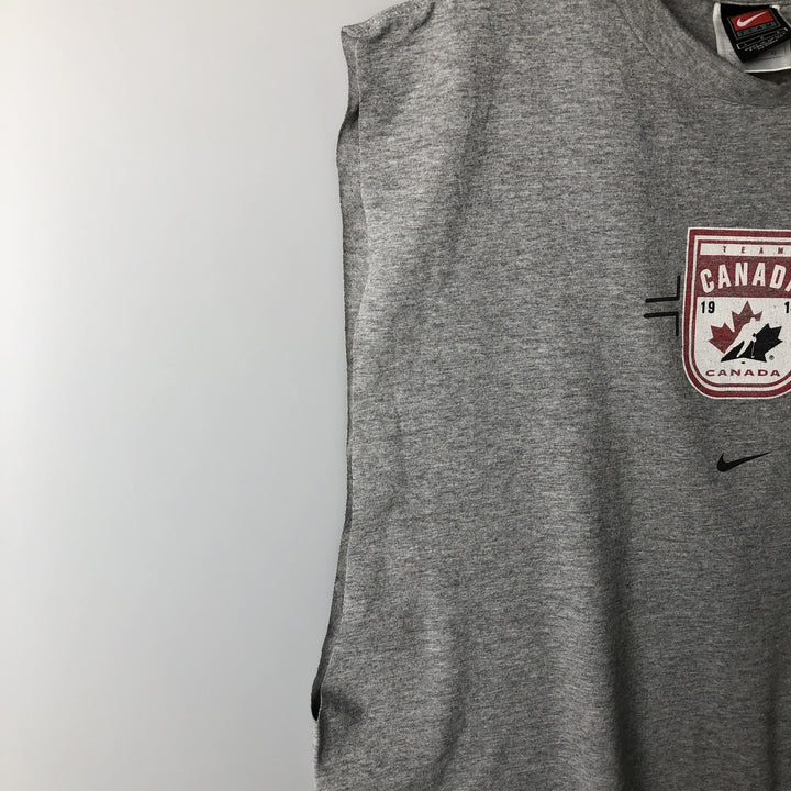 2000'S Nike Team Cut-Off Print T-Shirt, Men's Size L cotton gray type Vintage Second Hand