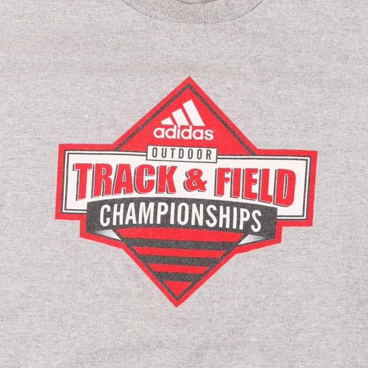 00'S Adidas logo print T-shirt, men's size L cotton gray type Vintage Second Hand