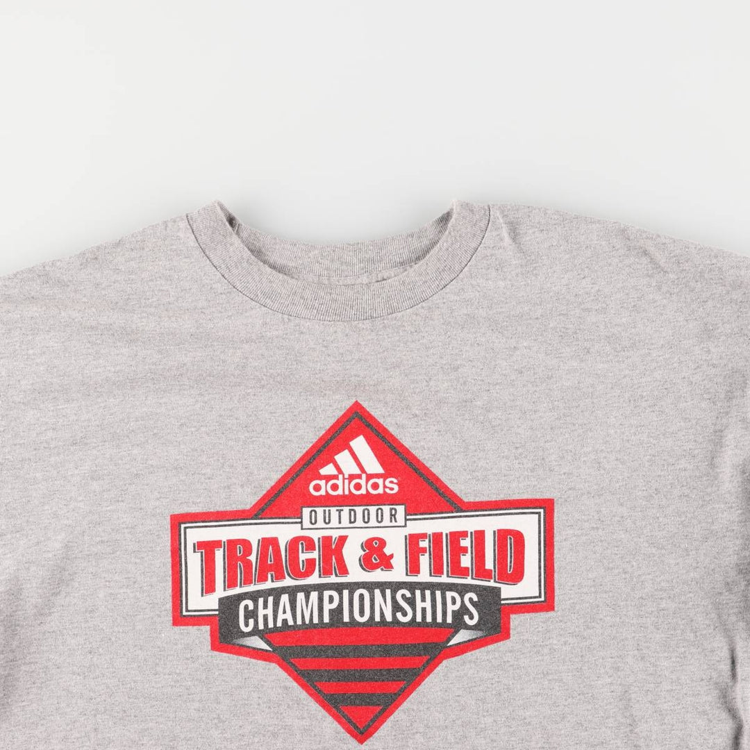 00'S Adidas logo print T-shirt, men's size L cotton gray type Vintage Second Hand