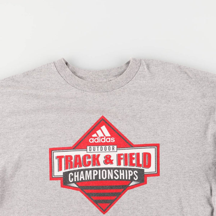 00'S Adidas logo print T-shirt, men's size L cotton gray type Vintage Second Hand