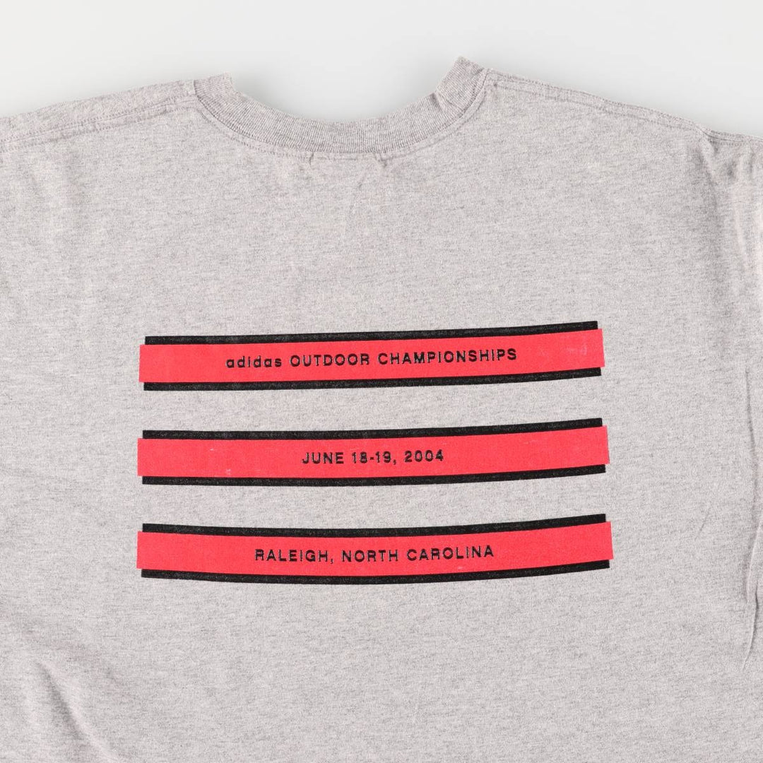 00'S Adidas logo print T-shirt, men's size L cotton gray type Vintage Second Hand