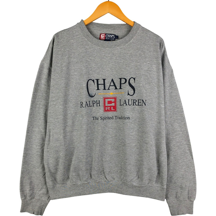 Ralph Lauren CHAPS logo sweatshirt, men's size L cotton gray type Vintage Second Hand