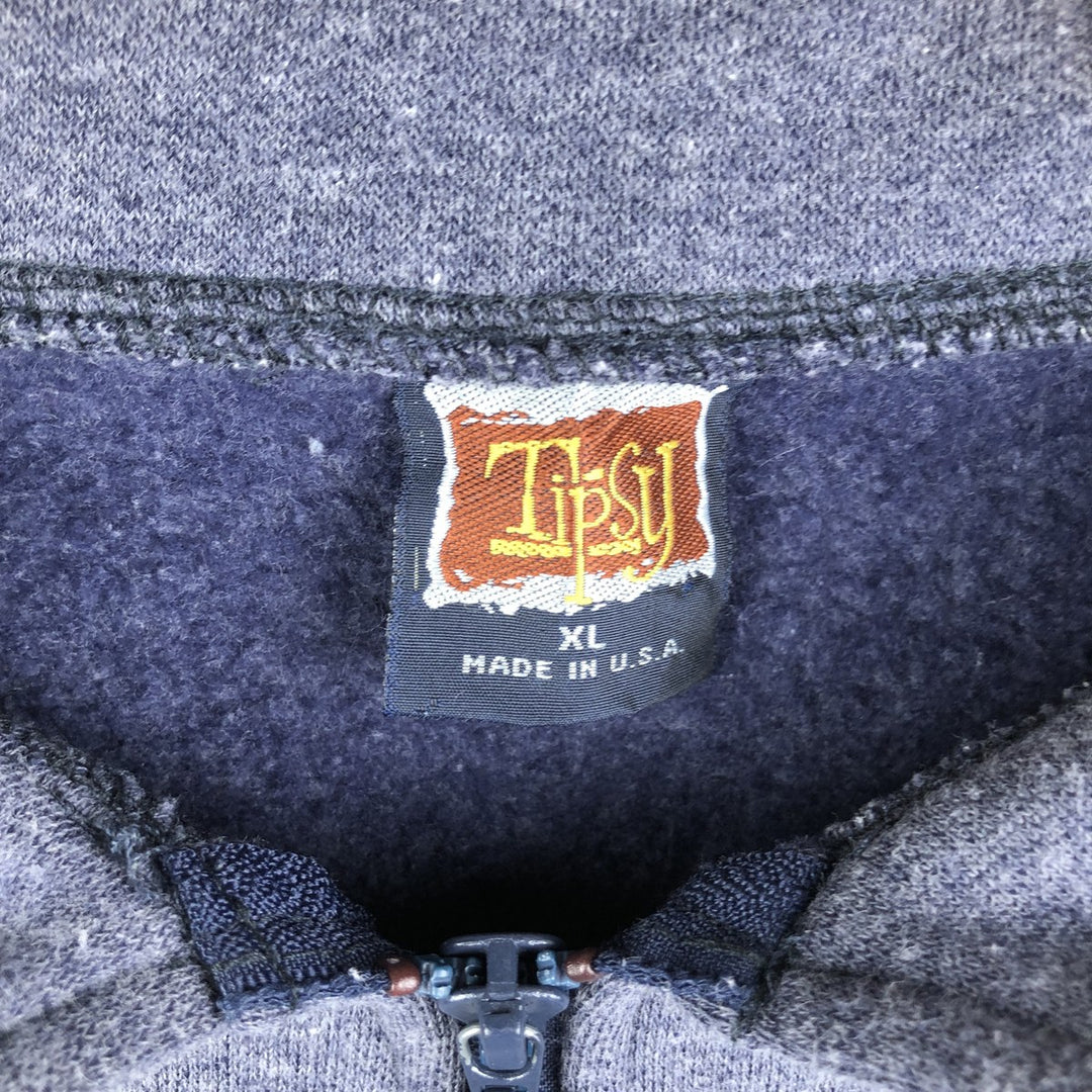 Vintage 90'S TIPSY Half-Zip Sweatshirt, Made in USA, Men's XL polyester gray type Vintage Second Hand