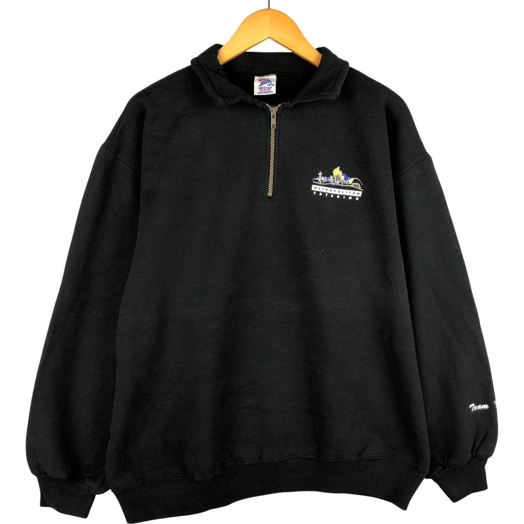 Vintage 80s-90'S Jerseys Super Sweats Half-Zip Sweatshirt, Made in USA, Men's XL cotton black type Vintage Second Hand