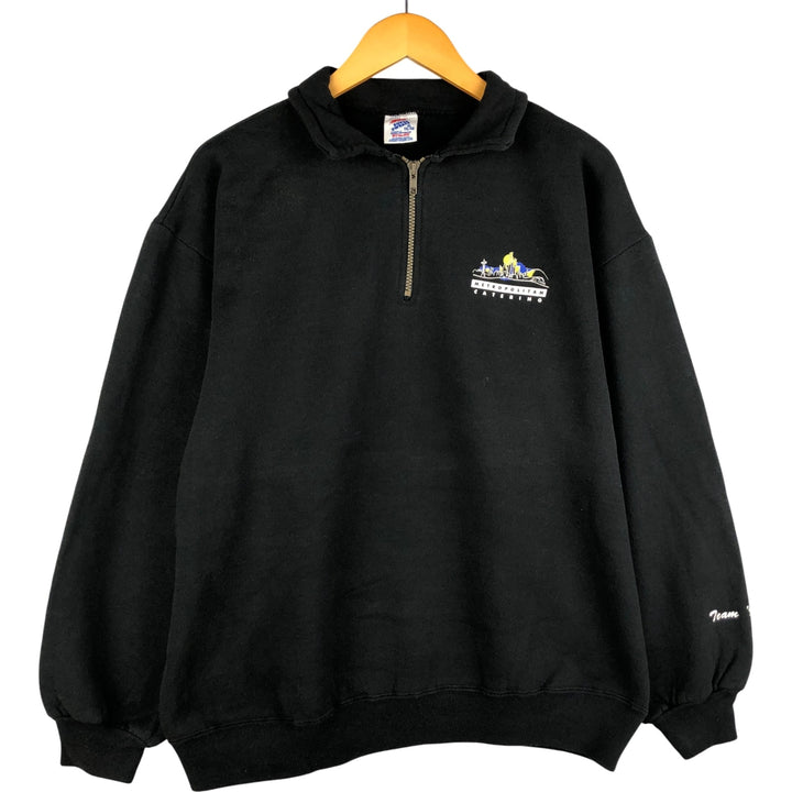 Vintage 80s-90'S Jerseys Super Sweats Half-Zip Sweatshirt, Made in USA, Men's XL cotton black type Vintage Second Hand