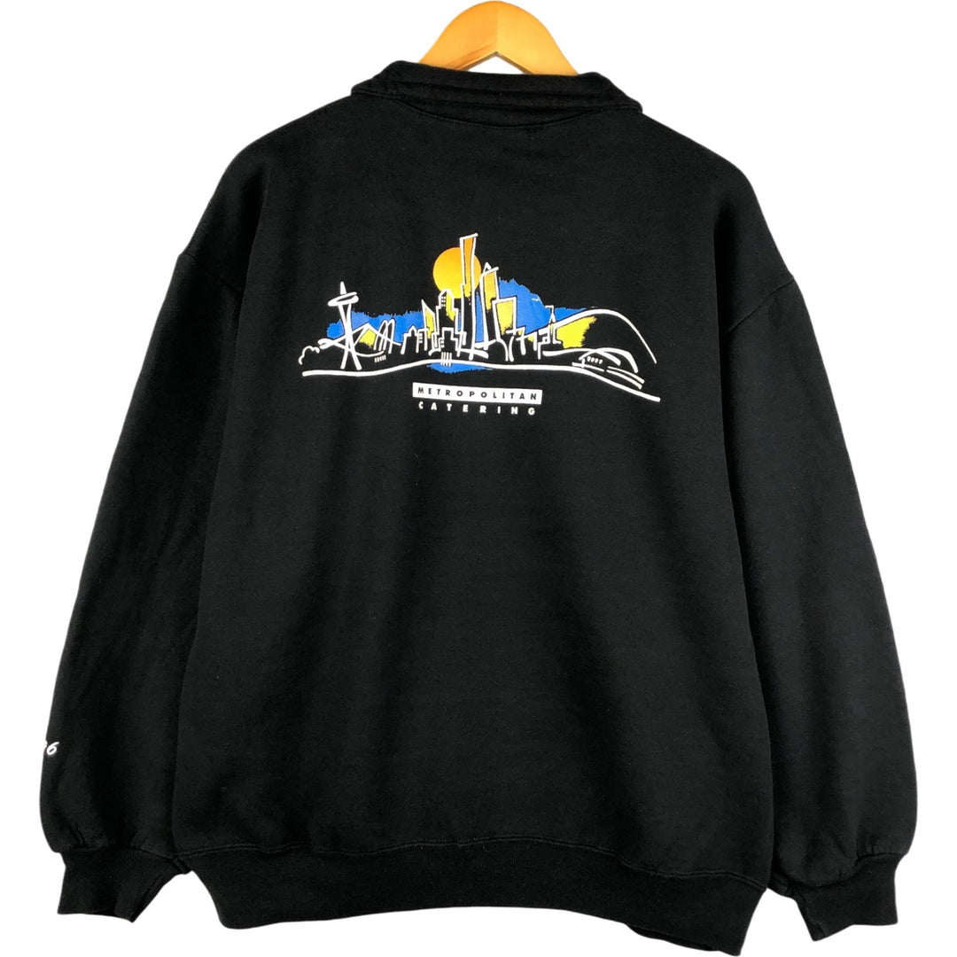 Vintage 80s-90'S Jerseys Super Sweats Half-Zip Sweatshirt, Made in USA, Men's XL cotton black type Vintage Second Hand