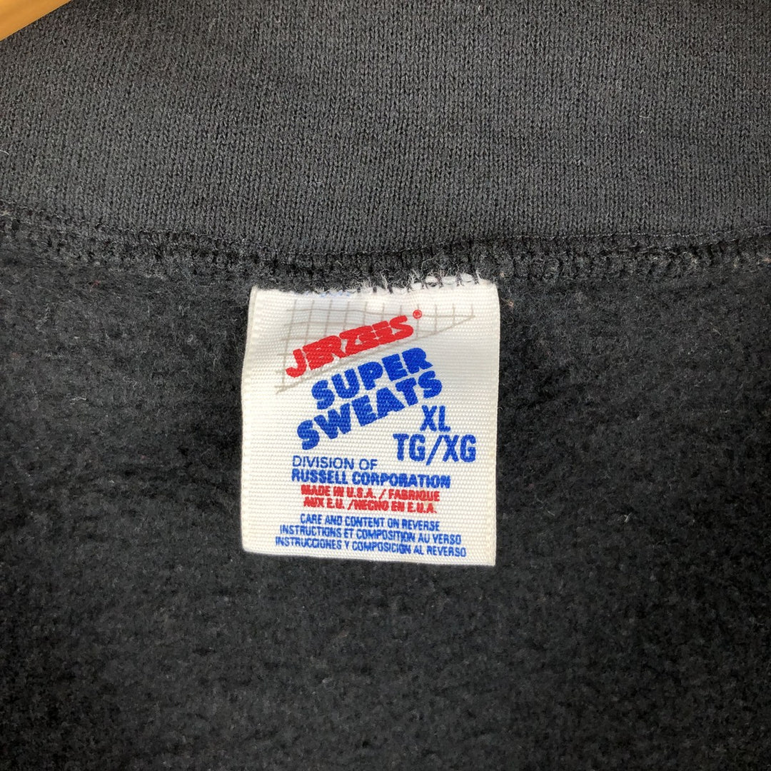 Vintage 80s-90'S Jerseys Super Sweats Half-Zip Sweatshirt, Made in USA, Men's XL cotton black type Vintage Second Hand
