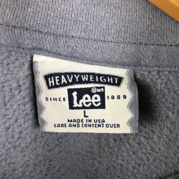 Vintage 90'S Lee Half-Zip Sweatshirt, Made in USA, Men's Size L cotton Navy blue Vintage Second Hand