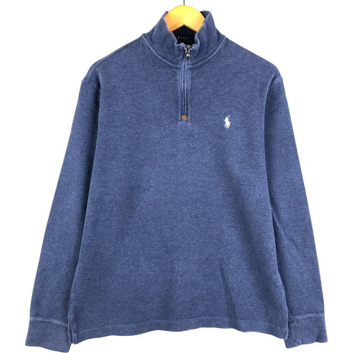 Ralph Lauren POLO RALPH LAUREN Half-zip sweatshirt, men's M size cotton navy blue type Vintage Second Hand