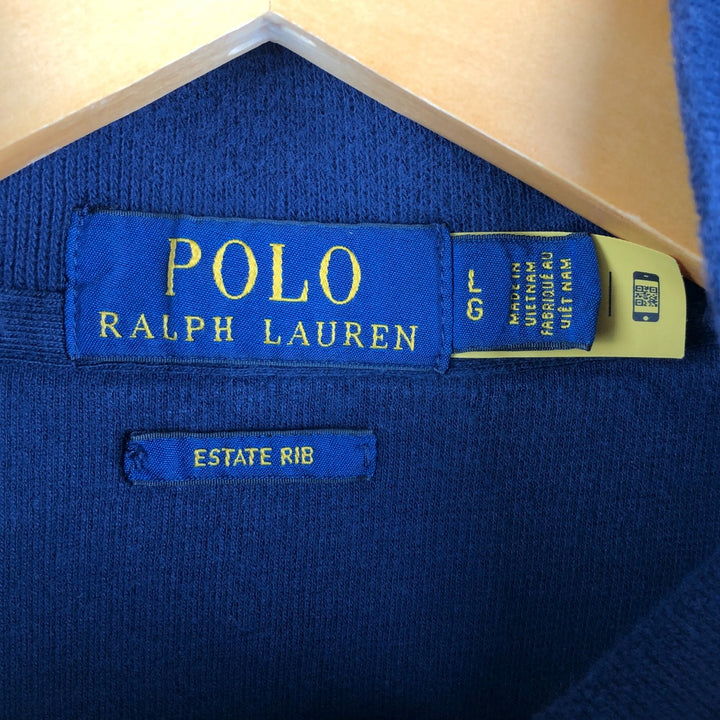 Ralph Lauren POLO RALPH LAUREN Half-Zip Logo Sweatshirt, Men's Size L cotton navy blue type Vintage Second Hand