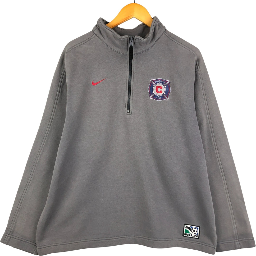 Nike MLS Chicago Fire FC Half-Zip Sweatshirt, Men's Size Medium cotton gray type Vintage Second Hand