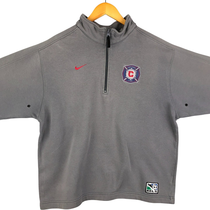 Nike MLS Chicago Fire FC Half-Zip Sweatshirt, Men's Size Medium cotton gray type Vintage Second Hand