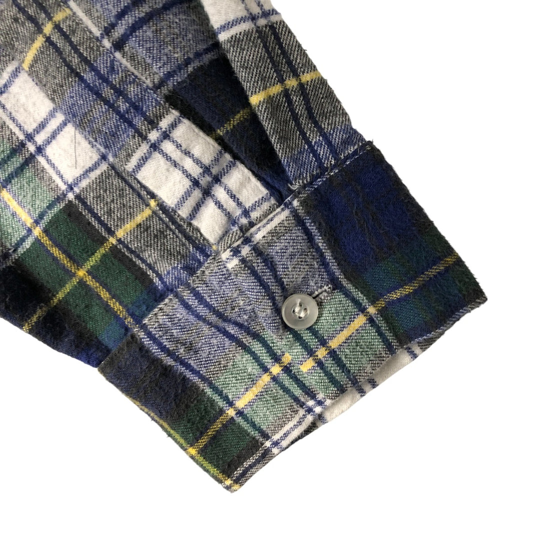 90'S LLBean Long Sleeve Light Flannel Check Shirt, Men's Size L, Vintage cotton blue type Vintage Second Hand