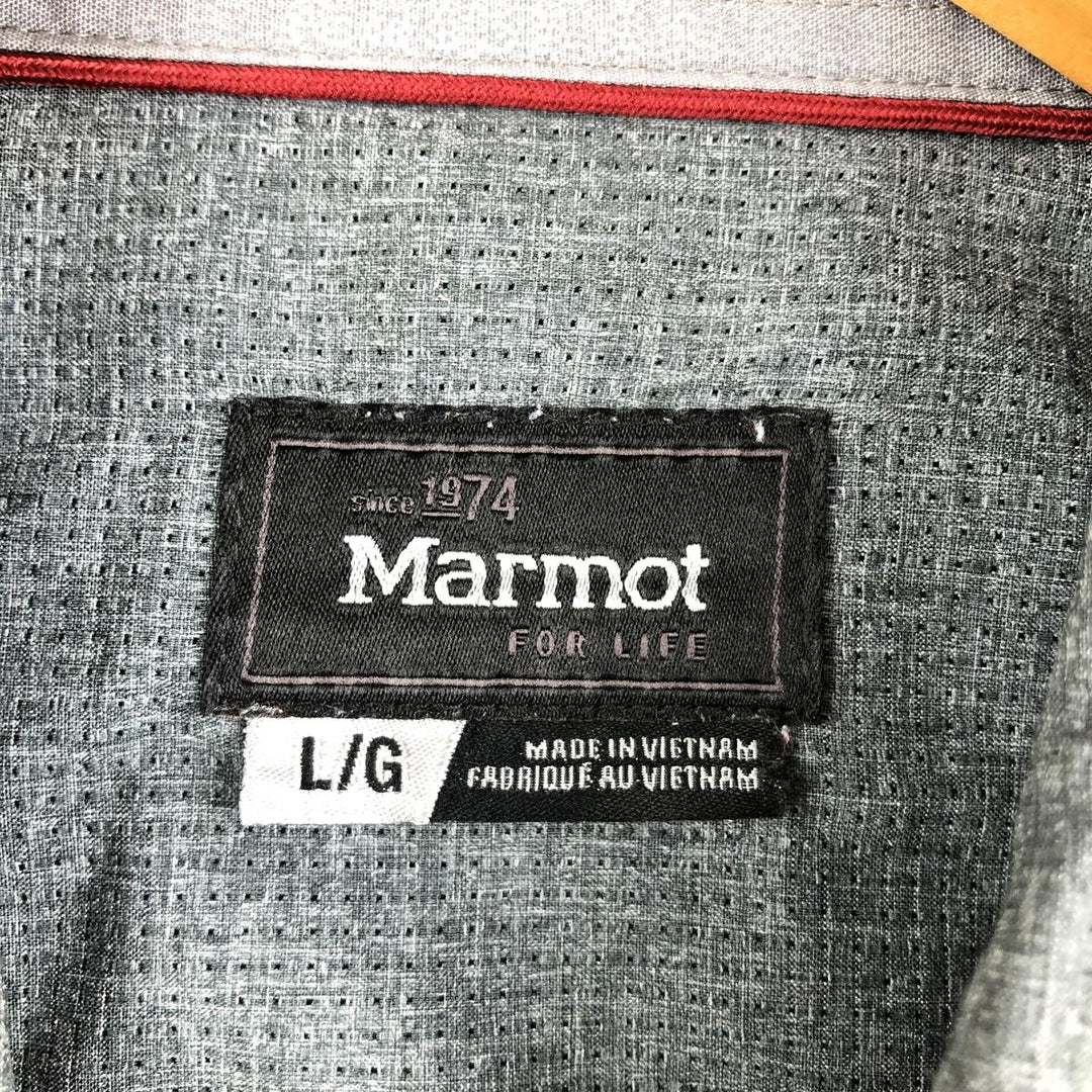 MARMOT Long Sleeve Polyester Shirt, Men's Size L polyester Charcoal Vintage Second Hand