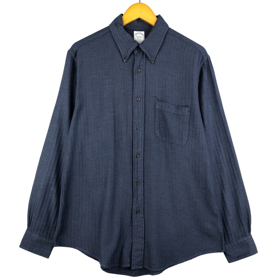 Brooks Brothers Est.1818 Long Sleeve Button-Down Shirt, Men's Size L cotton navy blue type Vintage Second Hand