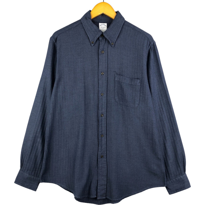Brooks Brothers Est.1818 Long Sleeve Button-Down Shirt, Men's Size L cotton navy blue type Vintage Second Hand