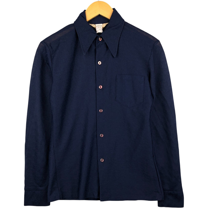 Kingsman Long Sleeve Polyester Sheer Shirt, Men's Size Medium polyester navy blue type Vintage Second Hand