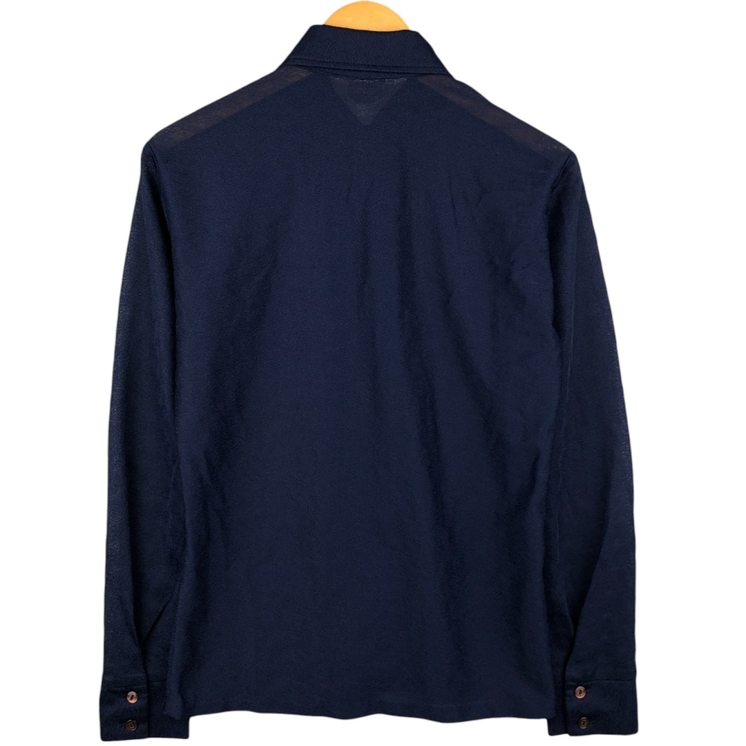 Kingsman Long Sleeve Polyester Sheer Shirt, Men's Size Medium polyester navy blue type Vintage Second Hand