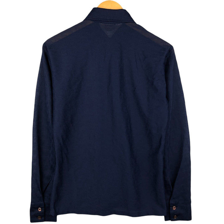 Kingsman Long Sleeve Polyester Sheer Shirt, Men's Size Medium polyester navy blue type Vintage Second Hand