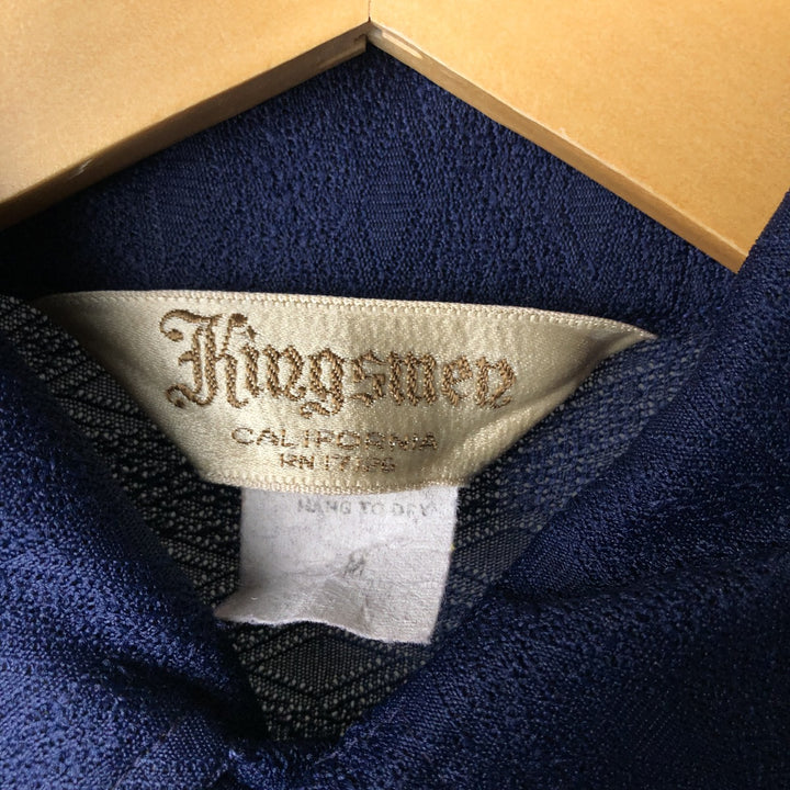 Kingsman Long Sleeve Polyester Sheer Shirt, Men's Size Medium polyester navy blue type Vintage Second Hand