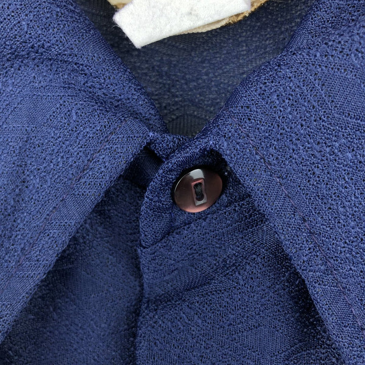 Kingsman Long Sleeve Polyester Sheer Shirt, Men's Size Medium polyester navy blue type Vintage Second Hand