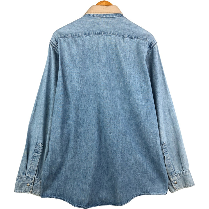 Vintage LLBean long-sleeved denim shirt from the 1980'S to 1990s, made in the USA, size L. cotton Blue type light blue Vintage Second Hand