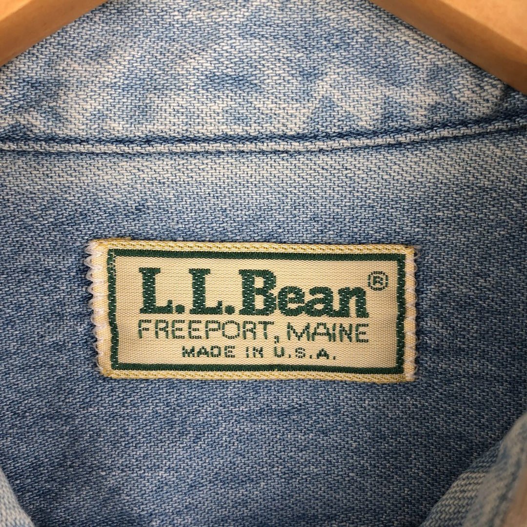 Vintage LLBean long-sleeved denim shirt from the 1980'S to 1990s, made in the USA, size L. cotton Blue type light blue Vintage Second Hand