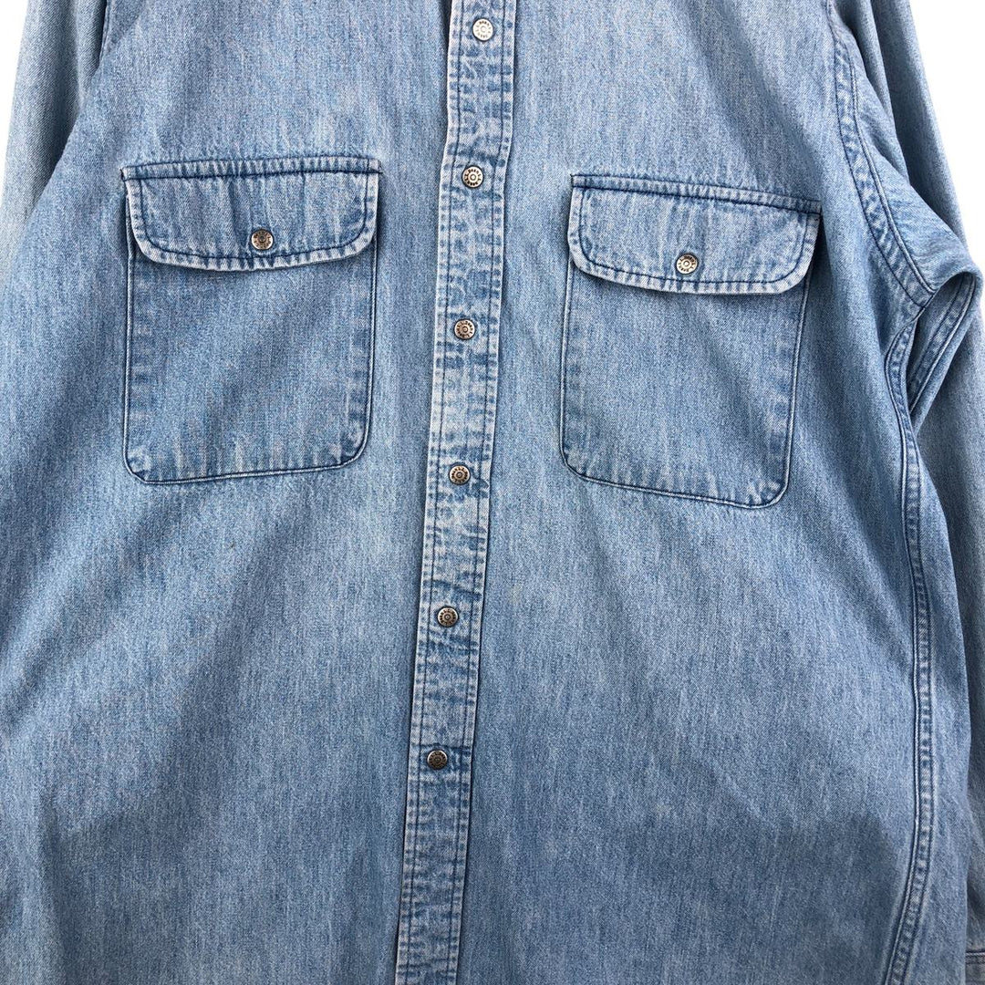 Vintage LLBean long-sleeved denim shirt from the 1980'S to 1990s, made in the USA, size L. cotton Blue type light blue Vintage Second Hand