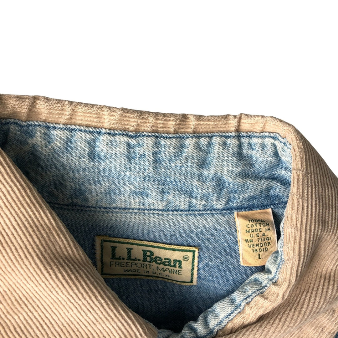 Vintage LLBean long-sleeved denim shirt from the 1980'S to 1990s, made in the USA, size L. cotton Blue type light blue Vintage Second Hand