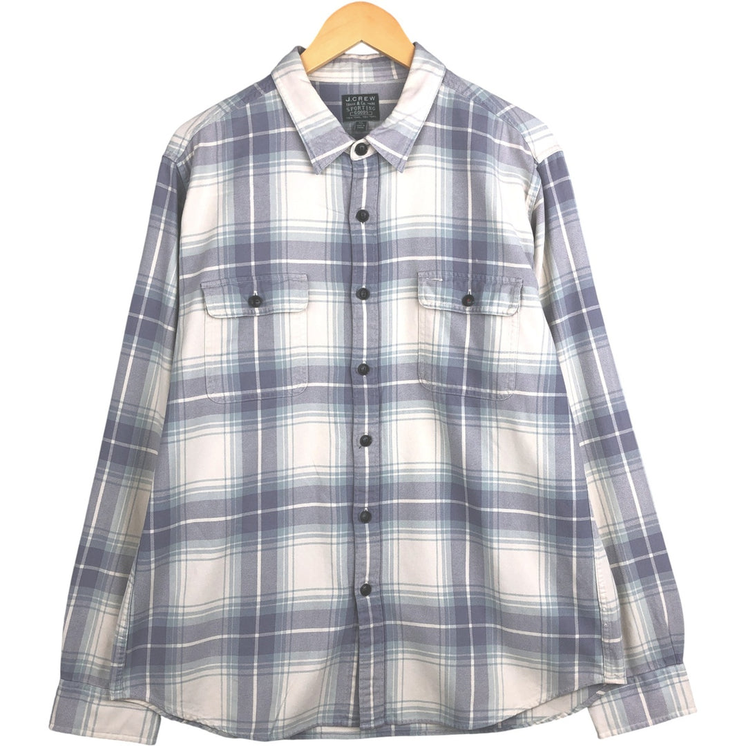 2000'S J.Crew SPORTING GOODS Ombre Check Long Sleeve Check Shirt, Men's Size XL unclear Blue type light blue Vintage Second Hand