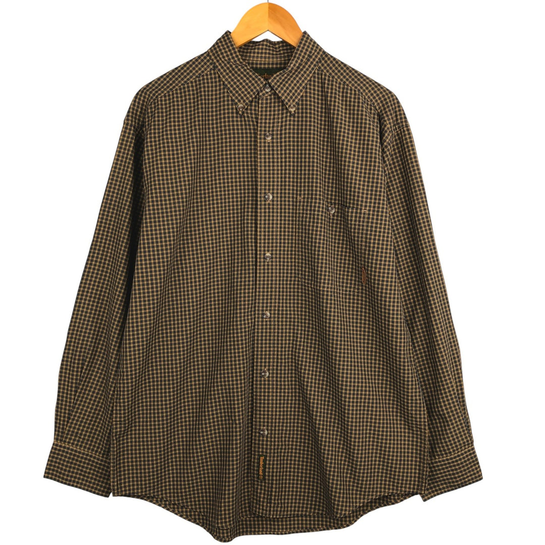 Vintage 90s-00'S Timberland long-sleeved button-down check shirt, men's size M others brown type Vintage Second Hand