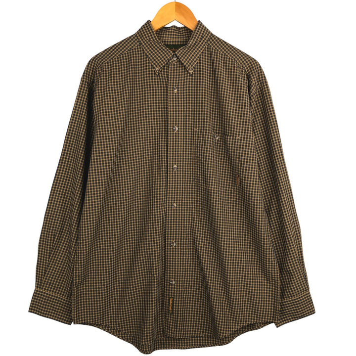 Vintage 90s-00'S Timberland long-sleeved button-down check shirt, men's size M others brown type Vintage Second Hand