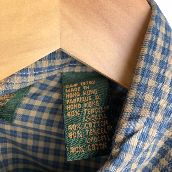 Vintage 90s-00'S Timberland long-sleeved button-down check shirt, men's size M others brown type Vintage Second Hand