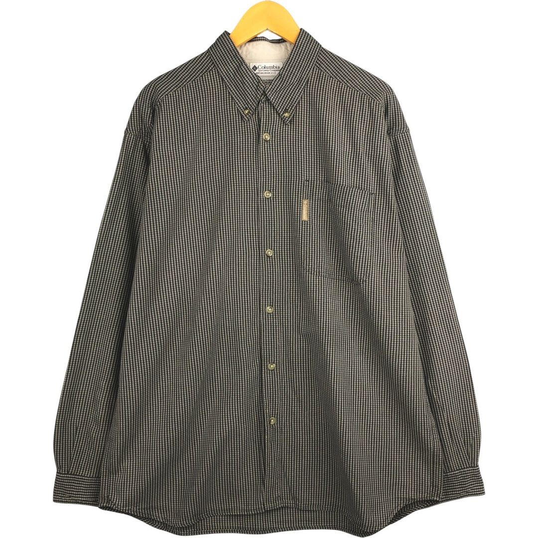 90s-00'S Vintage Columbia Long Sleeve Button-Down Check Shirt, Men's XL cotton gray type Vintage Second Hand