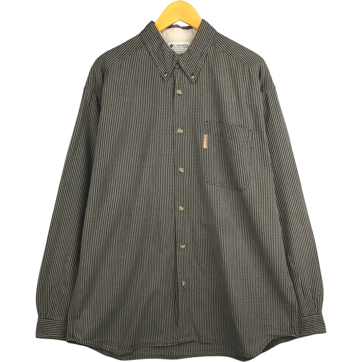 90s-00'S Vintage Columbia Long Sleeve Button-Down Check Shirt, Men's XL cotton gray type Vintage Second Hand