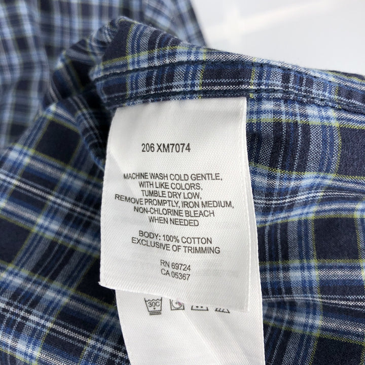 2000'S Columbia long-sleeved button-down check shirt, men's size M cotton navy blue type Vintage Second Hand