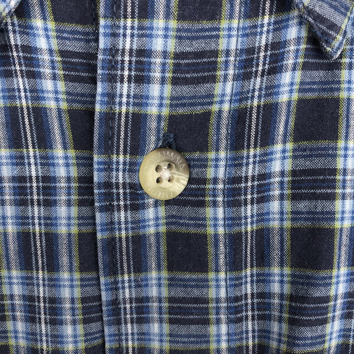 2000'S Columbia long-sleeved button-down check shirt, men's size M cotton navy blue type Vintage Second Hand