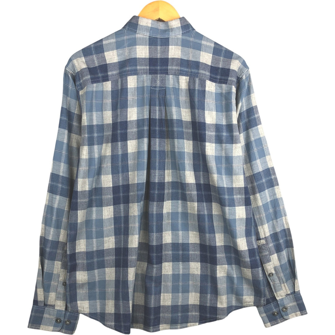 Eddie Bauer Long Sleeve Button-Down Check Shirt, Men's Size L cotton Blue type light blue Vintage Second Hand