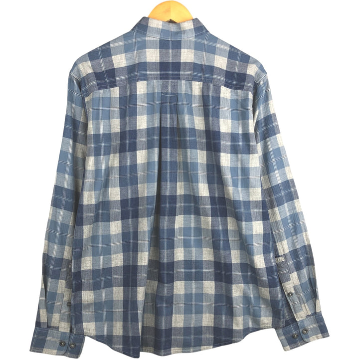 Eddie Bauer Long Sleeve Button-Down Check Shirt, Men's Size L cotton Blue type light blue Vintage Second Hand
