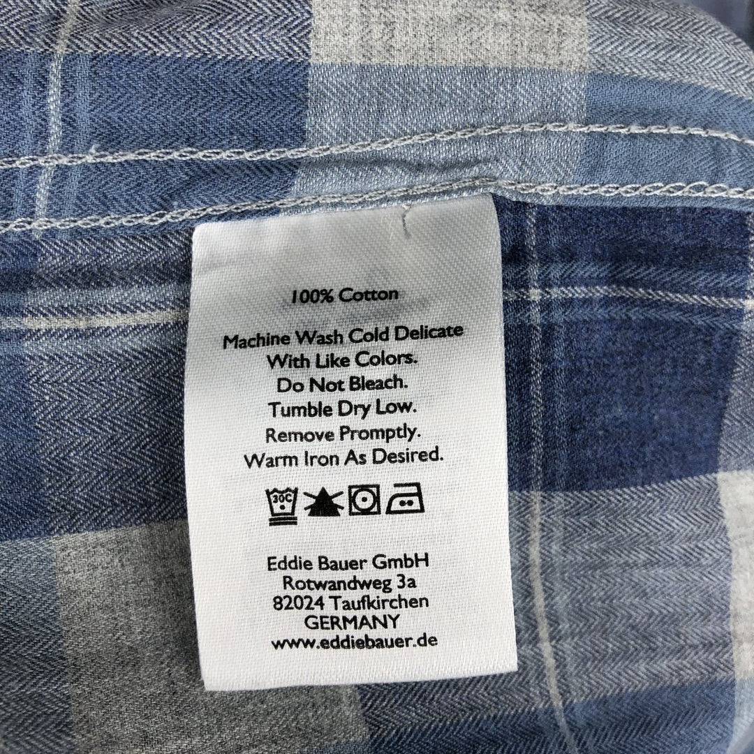 Eddie Bauer Long Sleeve Button-Down Check Shirt, Men's Size L cotton Blue type light blue Vintage Second Hand
