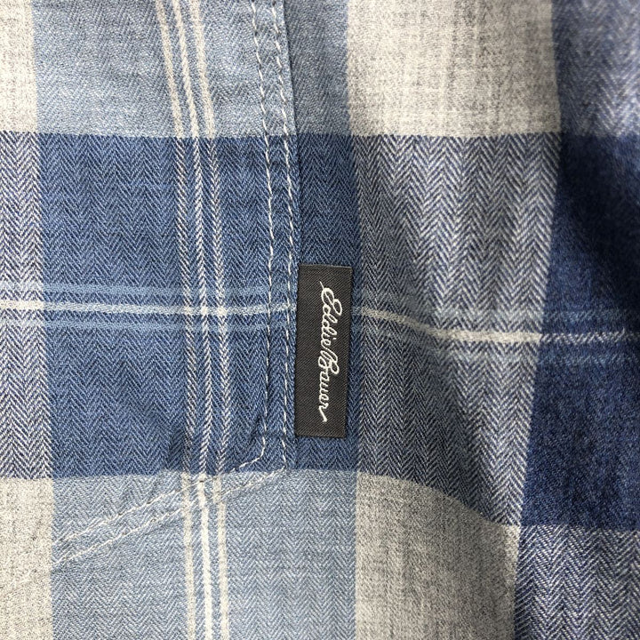 Eddie Bauer Long Sleeve Button-Down Check Shirt, Men's Size L cotton Blue type light blue Vintage Second Hand