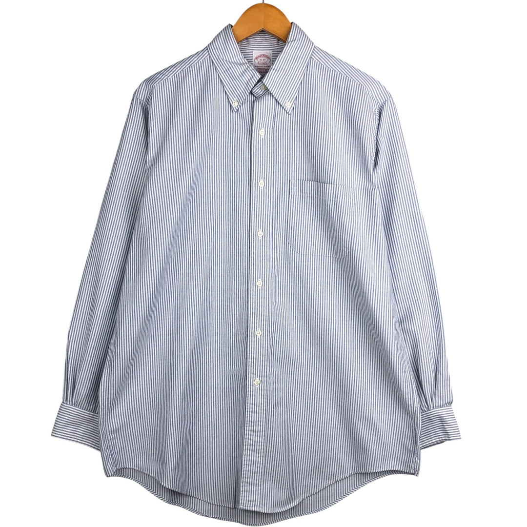 Brooks Brothers Est.1818 Long Sleeve Button-Down Striped Shirt Made in USA Men's Size L Supima Cotton white type Vintage Second Hand