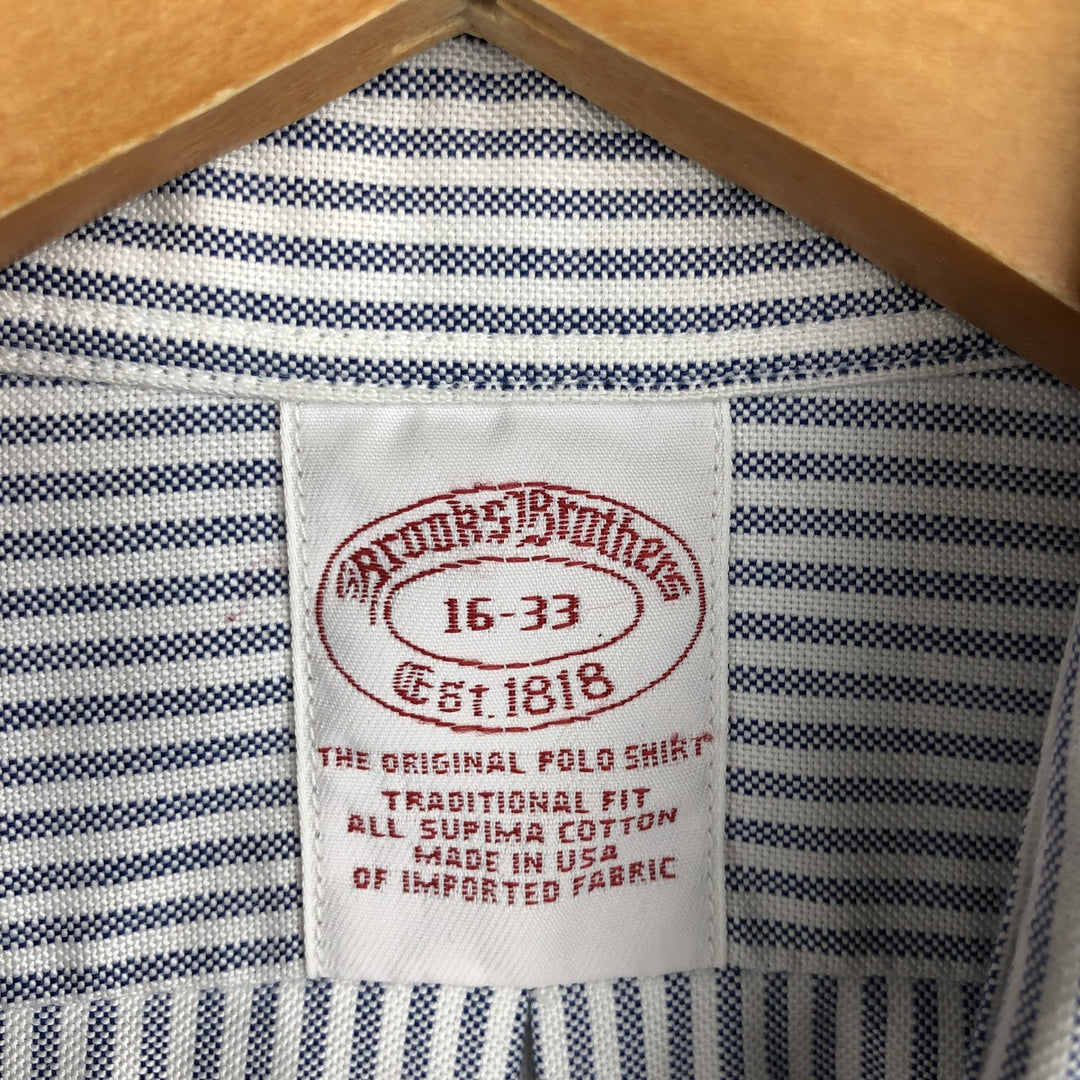 Brooks Brothers Est.1818 Long Sleeve Button-Down Striped Shirt Made in USA Men's Size L Supima Cotton white type Vintage Second Hand